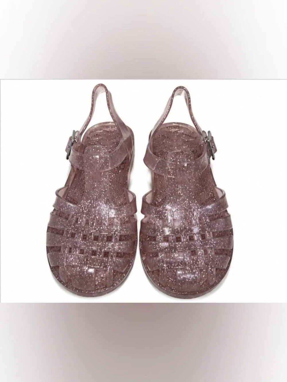Girls Glitter Jelly Fisher Sandals – Translucent Mauve/Purple – Toddler Size 8